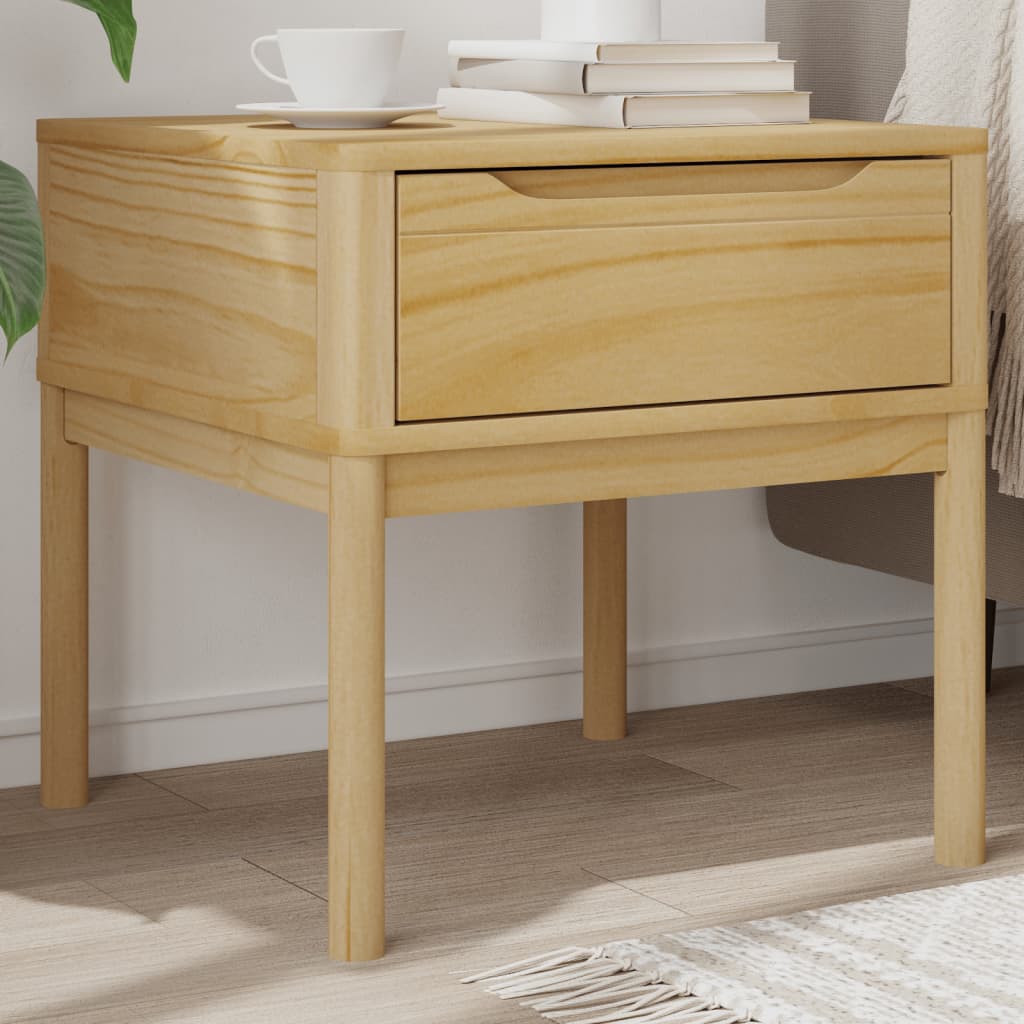 vidaXL Lamp Table FLORO Wax Brown 21.7"x21.7"x21.3" Solid Wood Pine-0