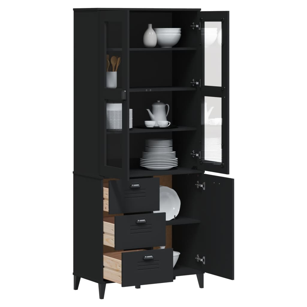 vidaXL Highboard VIKEN Anthracite Gray 31.5"x15.7"x74.8" Solid Wood Pine-6
