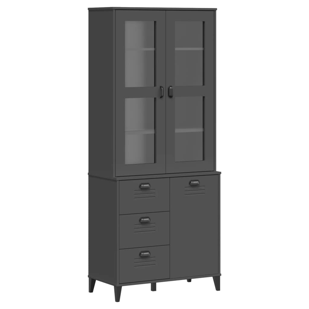 vidaXL Highboard VIKEN Anthracite Gray 31.5"x15.7"x74.8" Solid Wood Pine-2