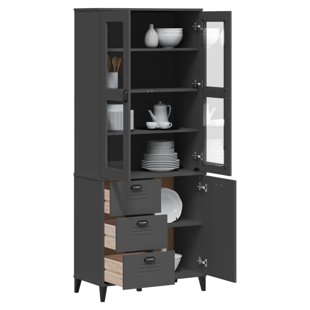 vidaXL Highboard VIKEN Anthracite Gray 31.5"x15.7"x74.8" Solid Wood Pine-5