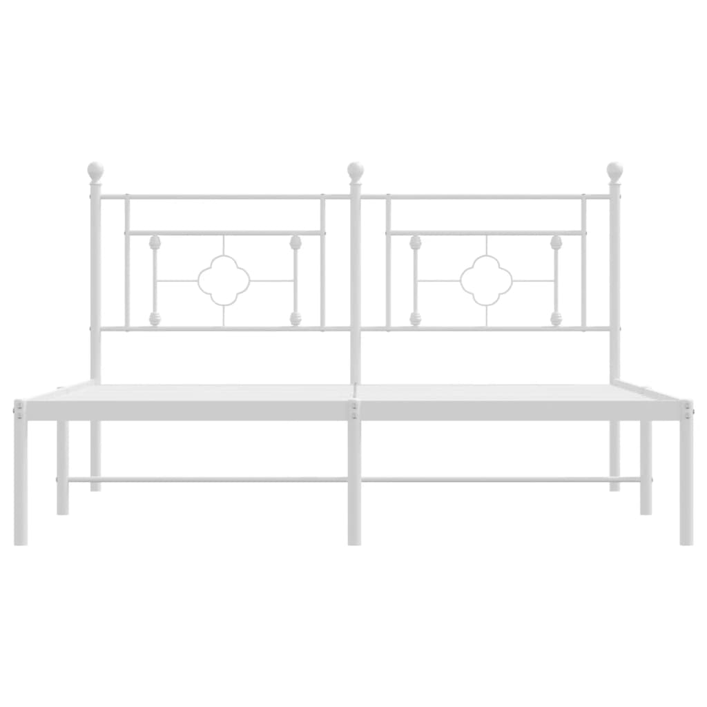 vidaXL Metal Bed Frame with Headboard White 59.1"x78.7"-3