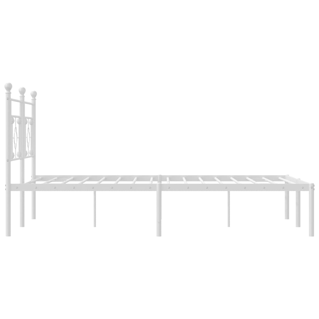 vidaXL Metal Bed Frame with Headboard White 59.1"x78.7"-4