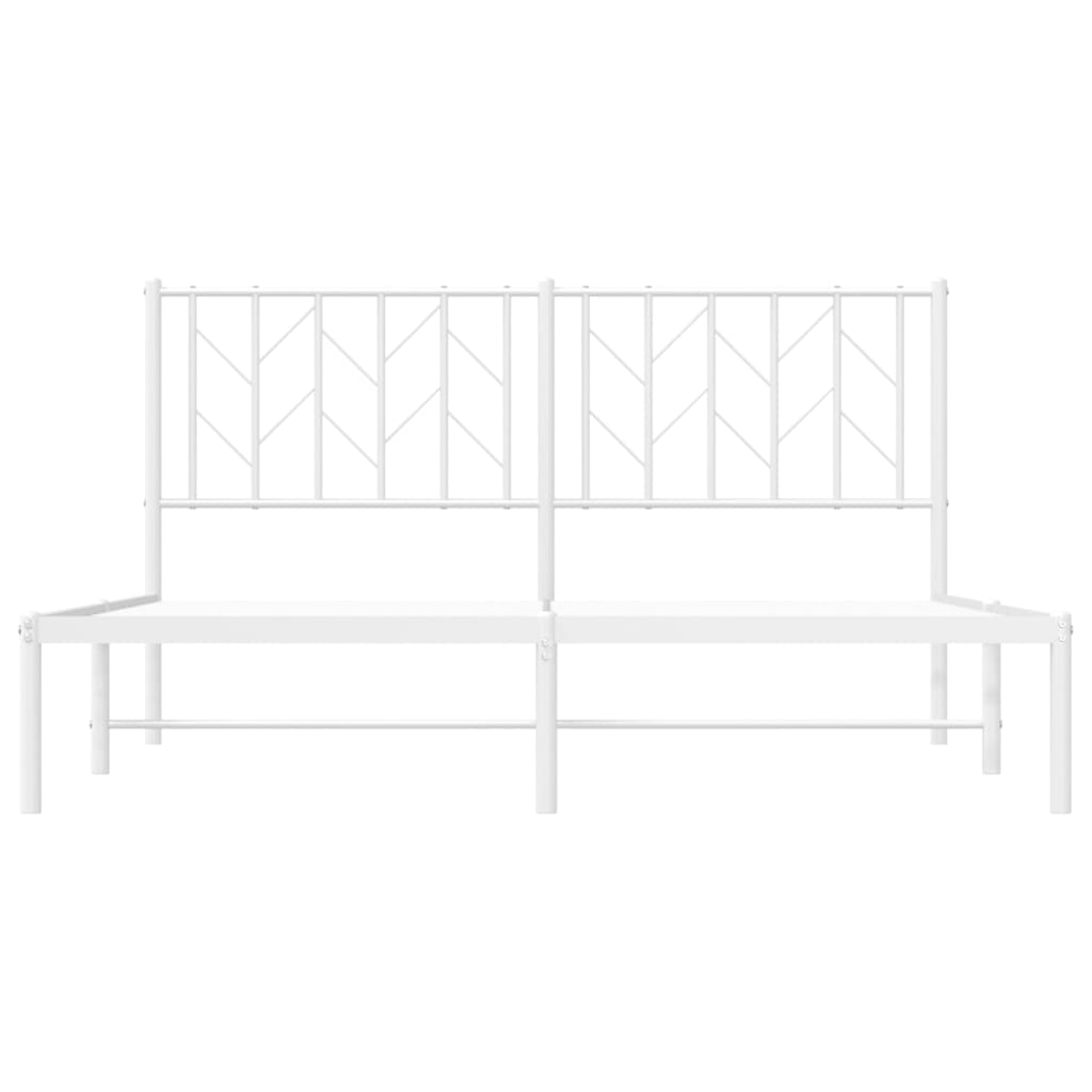 vidaXL Metal Bed Frame with Headboard White 59.1"x78.7"-3