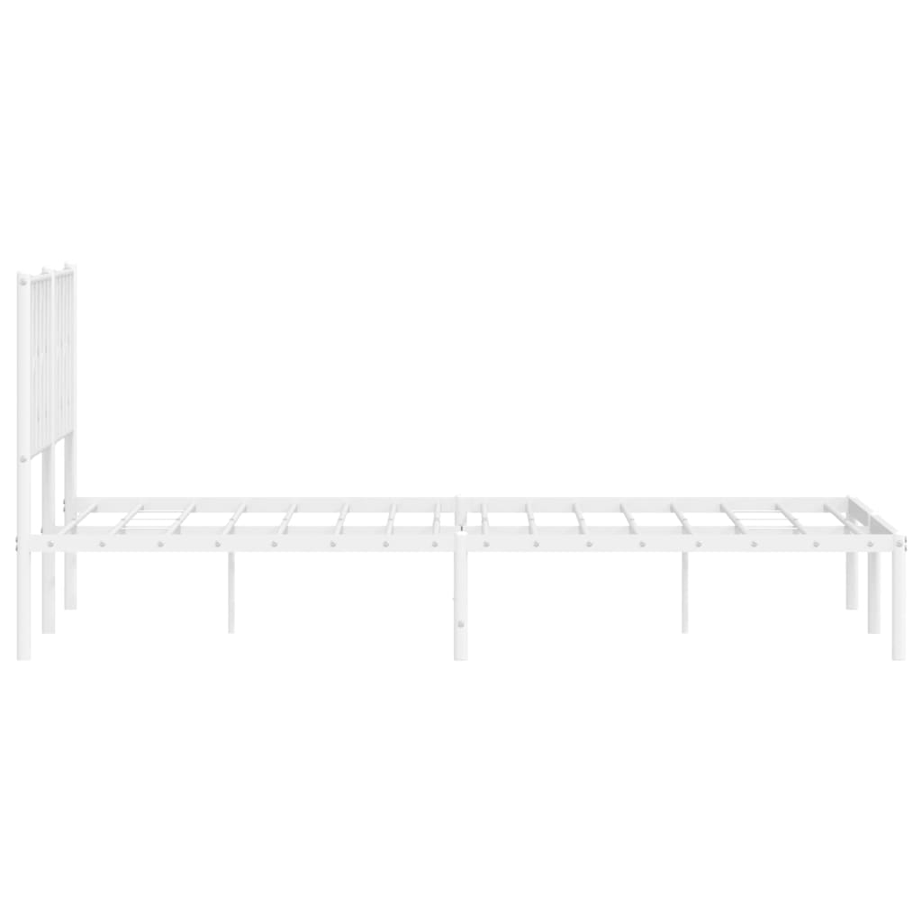 vidaXL Metal Bed Frame with Headboard White 59.1"x78.7"-4