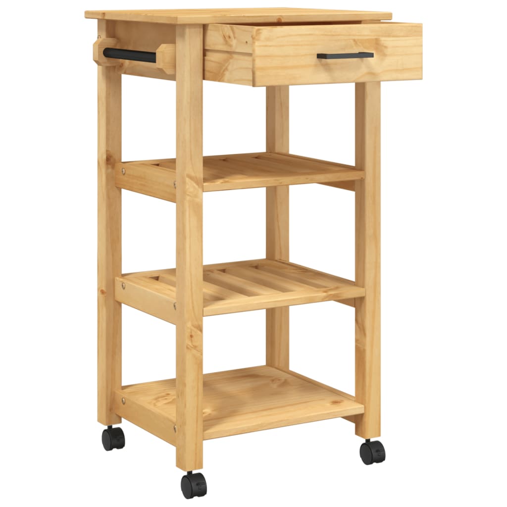 vidaXL Kitchen Trolley Rolling Cart on Wheels Living Room Solid Wood Pine-4
