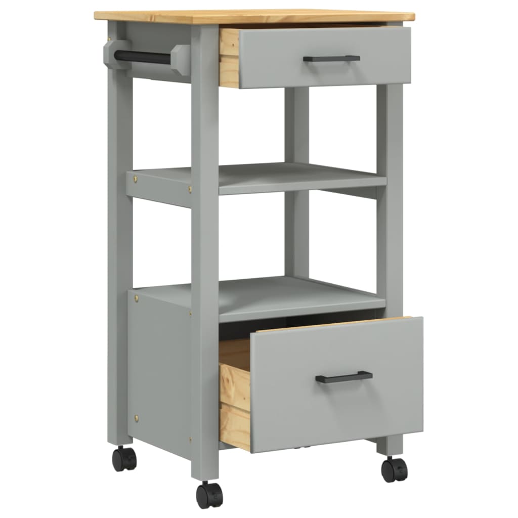 vidaXL Kitchen Trolley Rolling Cart on Wheels Living Room Solid Wood Pine-4