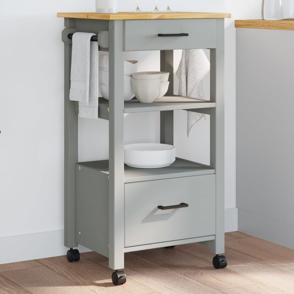 vidaXL Kitchen Trolley Rolling Cart on Wheels Living Room Solid Wood Pine-1
