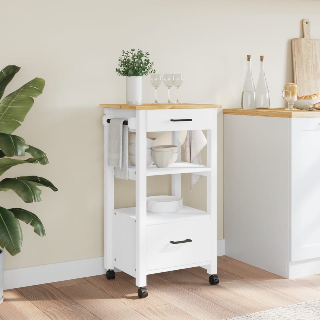 vidaXL Kitchen Trolley Rolling Cart on Wheels Living Room Solid Wood Pine-3