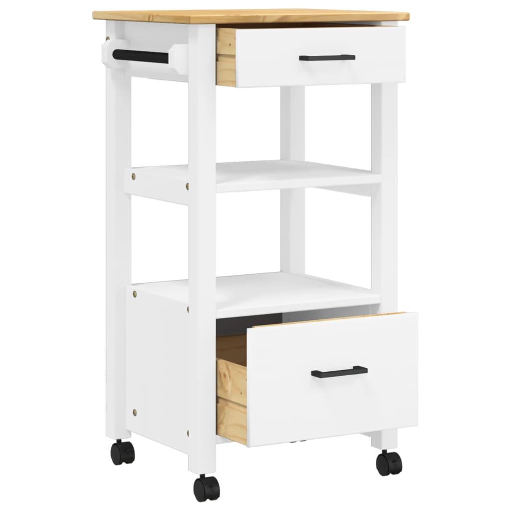 vidaXL Kitchen Trolley Rolling Cart on Wheels Living Room Solid Wood Pine-4