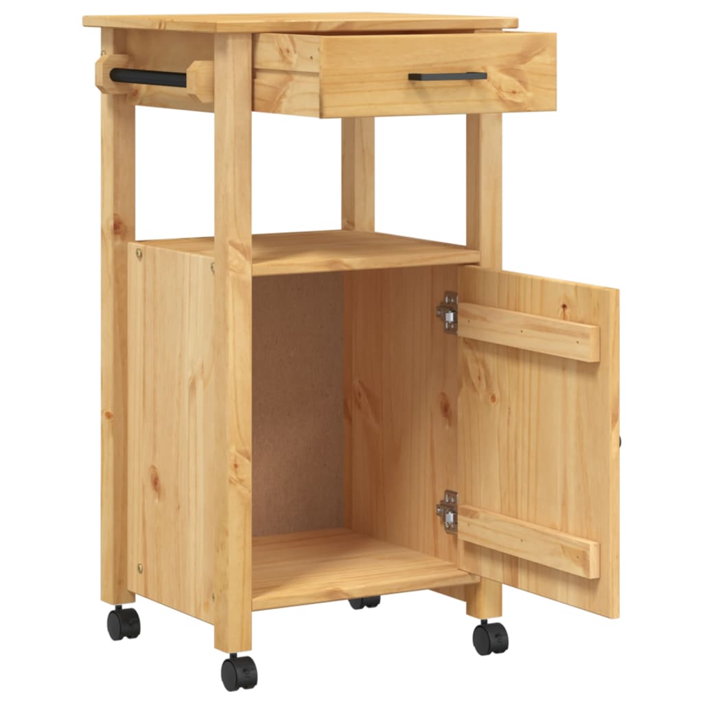 vidaXL Kitchen Trolley Rolling Cart on Wheels Living Room Solid Wood Pine-4