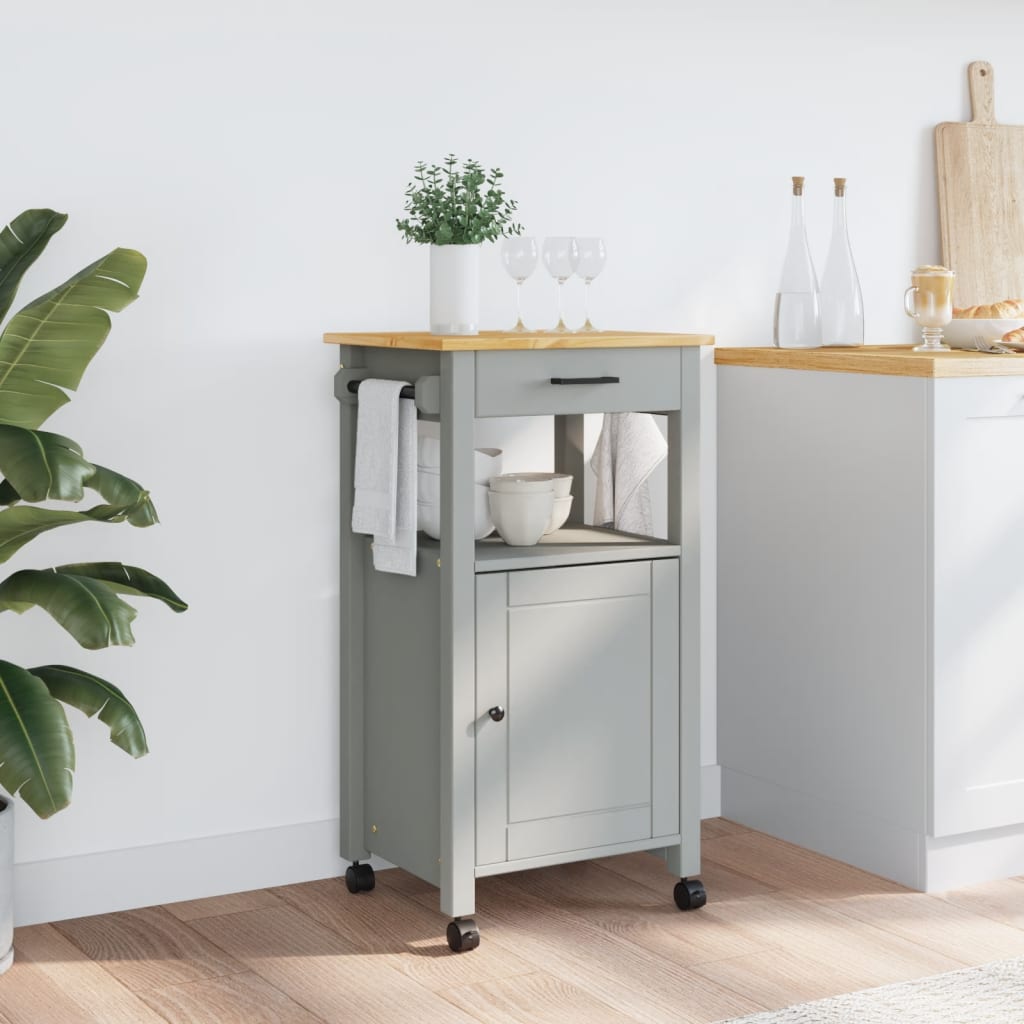 vidaXL Kitchen Trolley Rolling Cart on Wheels Living Room Solid Wood Pine-3