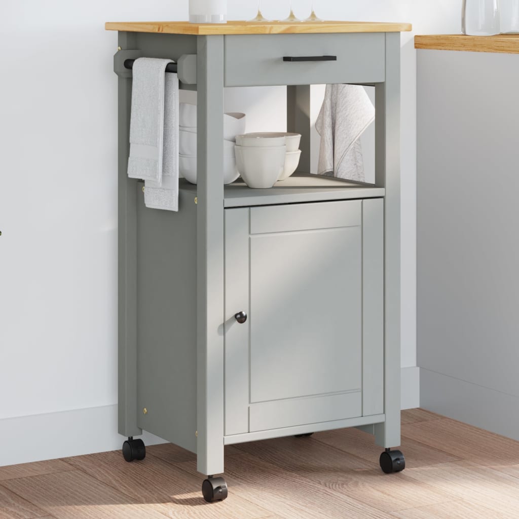 vidaXL Kitchen Trolley Rolling Cart on Wheels Living Room Solid Wood Pine-1