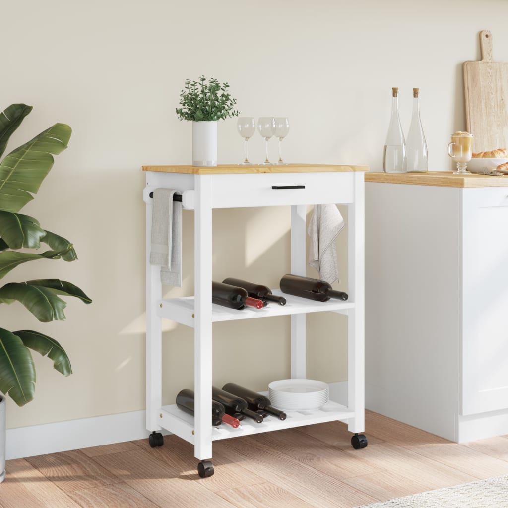 vidaXL Kitchen Trolley Rolling Cart on Wheels Living Room Solid Wood Pine-3