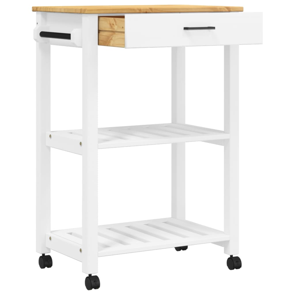 vidaXL Kitchen Trolley Rolling Cart on Wheels Living Room Solid Wood Pine-4