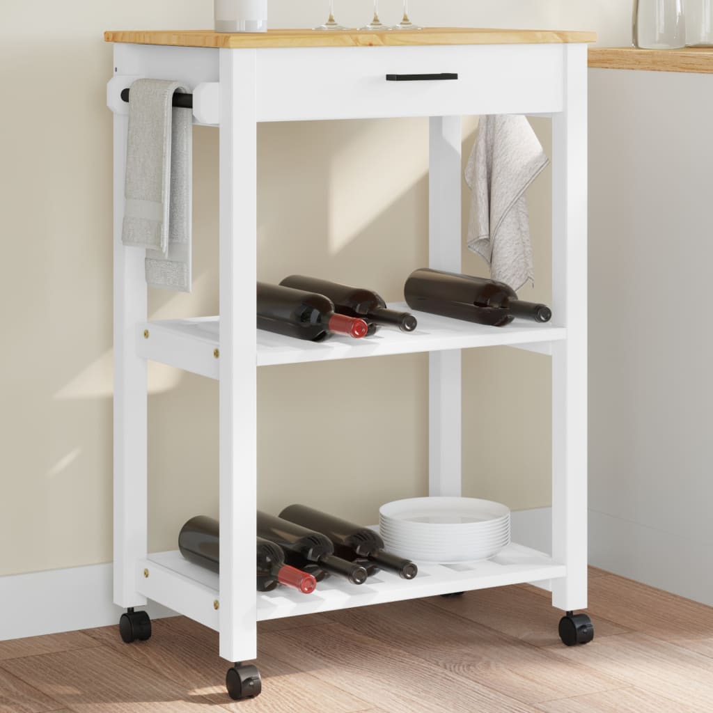 vidaXL Kitchen Trolley Rolling Cart on Wheels Living Room Solid Wood Pine-1