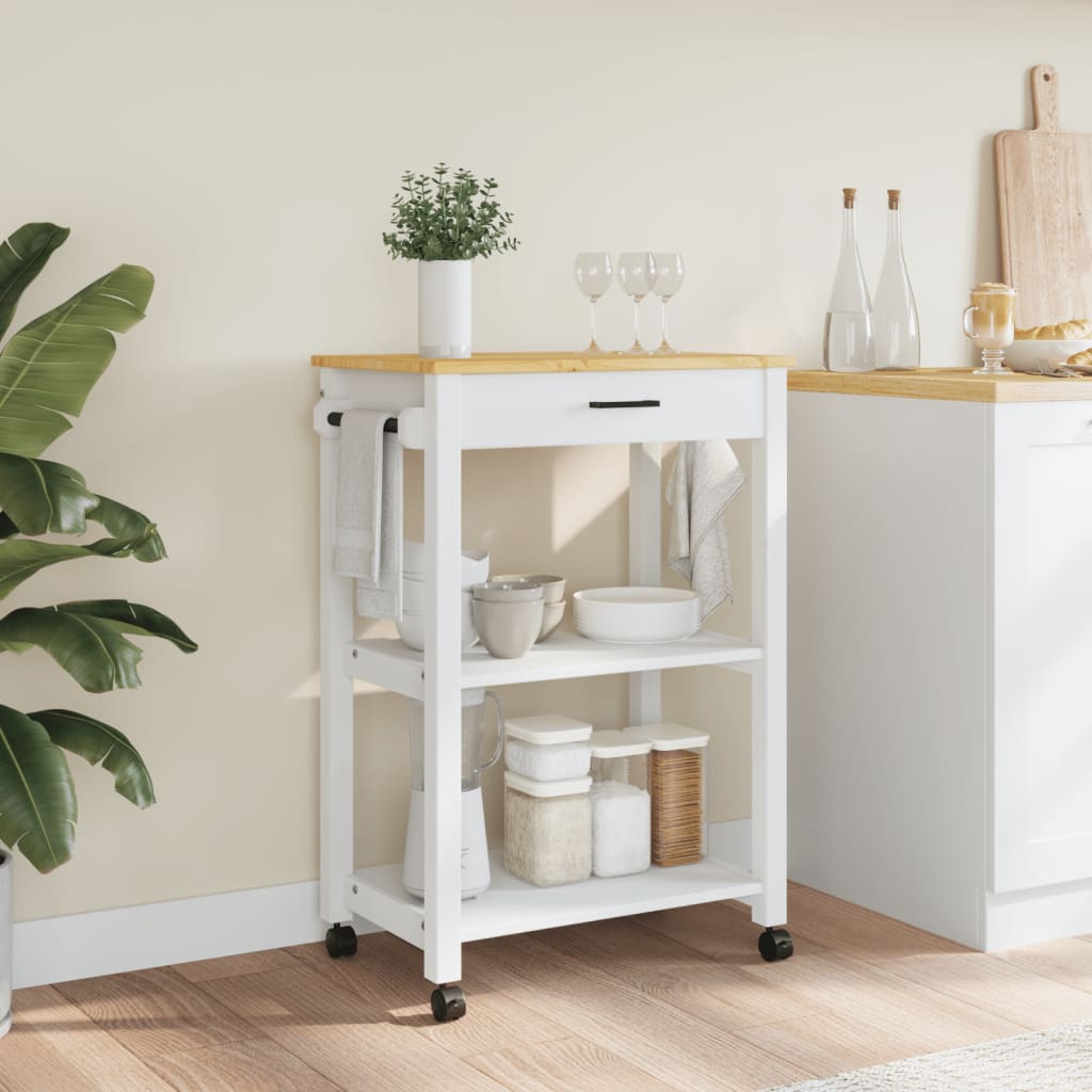 vidaXL Kitchen Trolley Rolling Cart on Wheels Living Room Solid Wood Pine-3