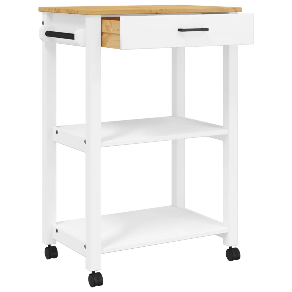 vidaXL Kitchen Trolley Rolling Cart on Wheels Living Room Solid Wood Pine-4