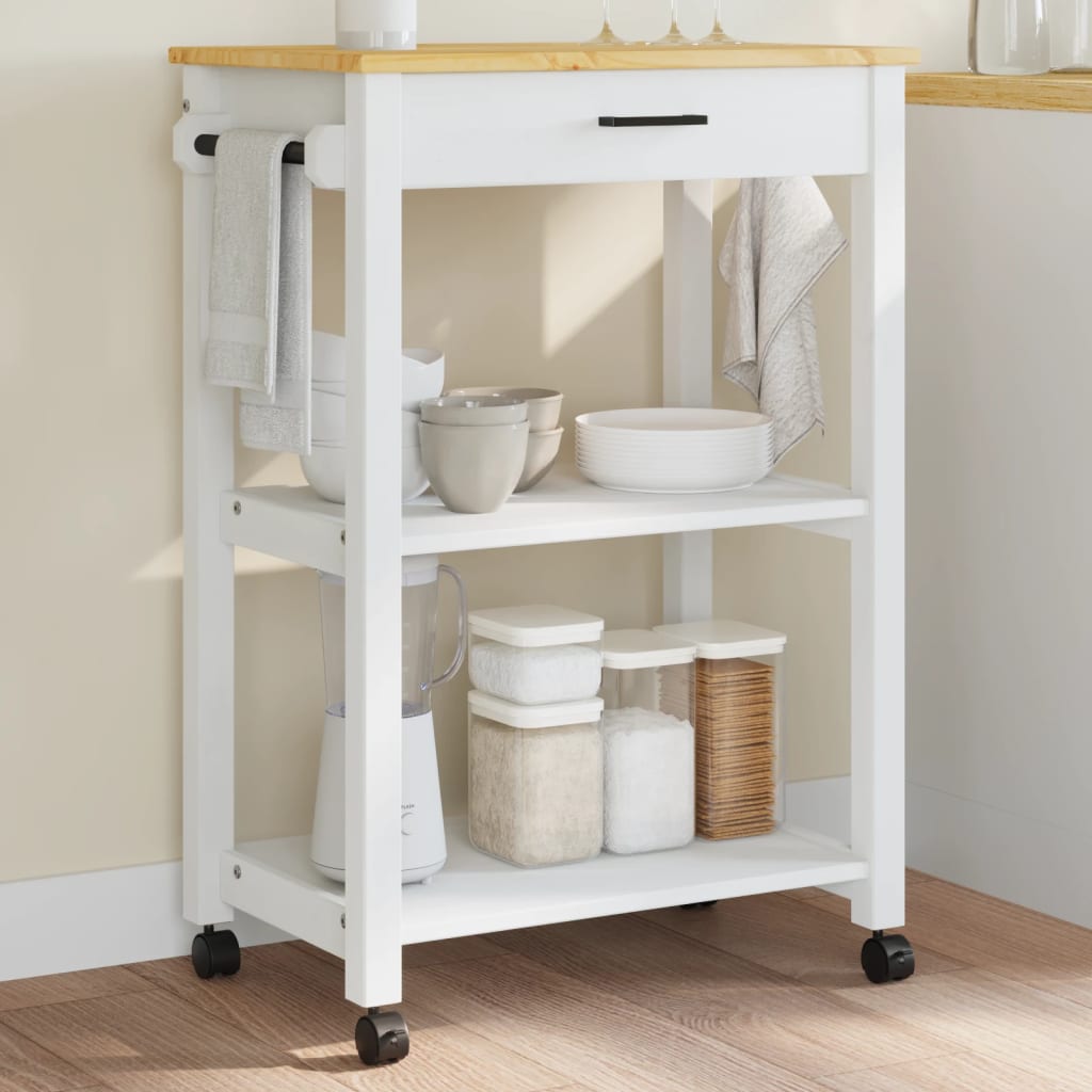 vidaXL Kitchen Trolley Rolling Cart on Wheels Living Room Solid Wood Pine-0