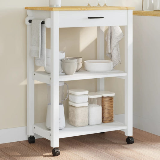 vidaXL Kitchen Trolley Rolling Cart on Wheels Living Room Solid Wood Pine-0