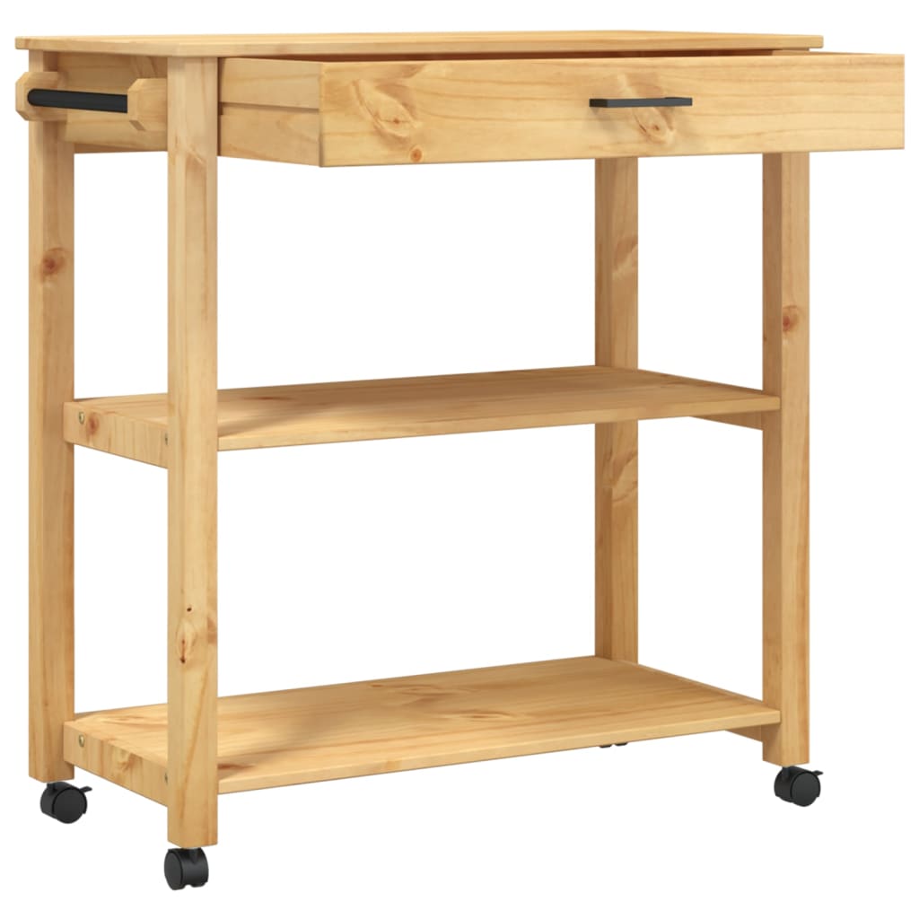 vidaXL Kitchen Trolley Rolling Cart on Wheels Living Room Solid Wood Pine-4