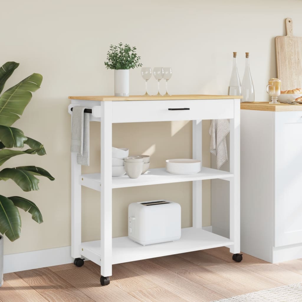 vidaXL Kitchen Trolley Rolling Cart on Wheels Living Room Solid Wood Pine-3