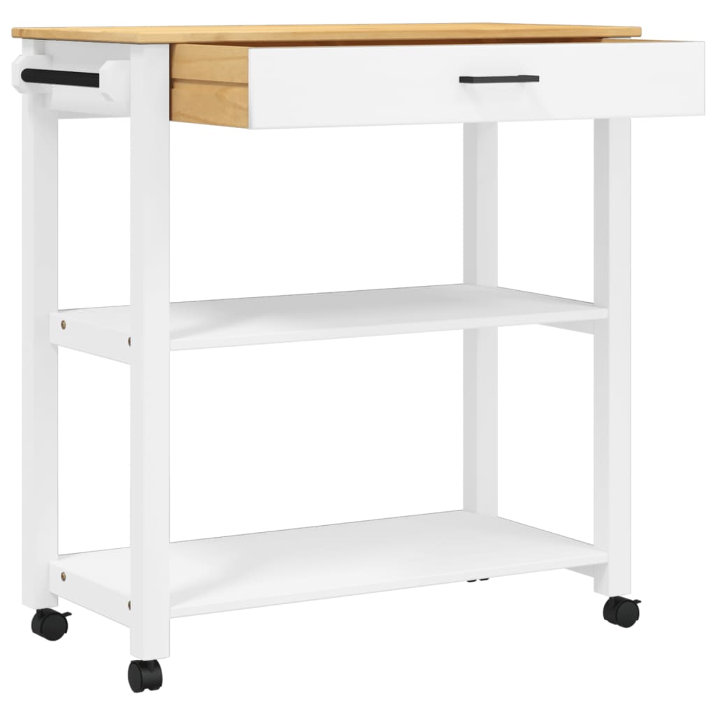 vidaXL Kitchen Trolley Rolling Cart on Wheels Living Room Solid Wood Pine-4