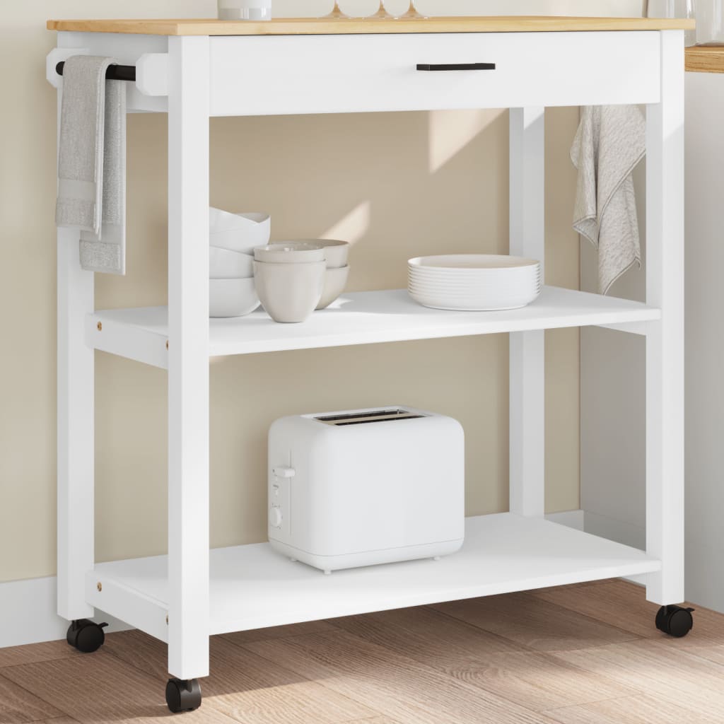 vidaXL Kitchen Trolley Rolling Cart on Wheels Living Room Solid Wood Pine-1