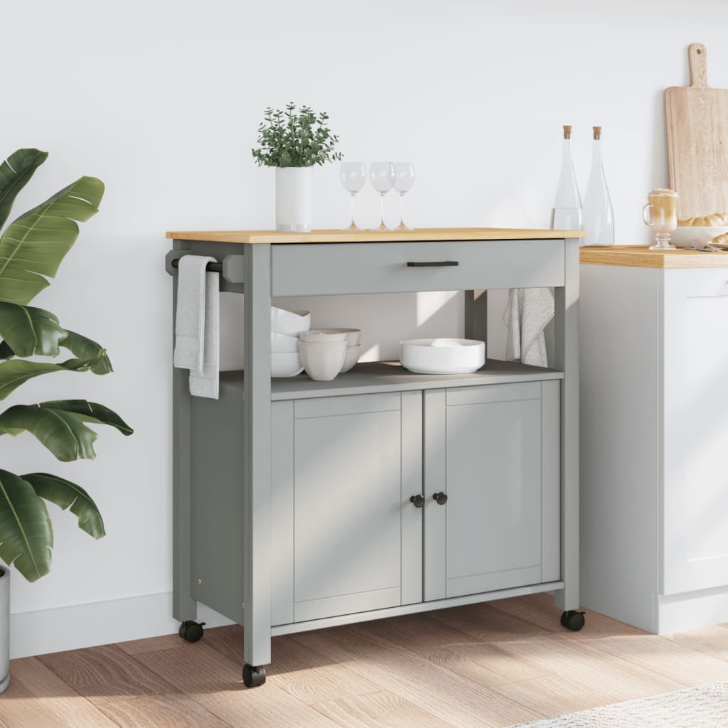 vidaXL Kitchen Trolley Rolling Cart on Wheels Living Room Solid Wood Pine-3