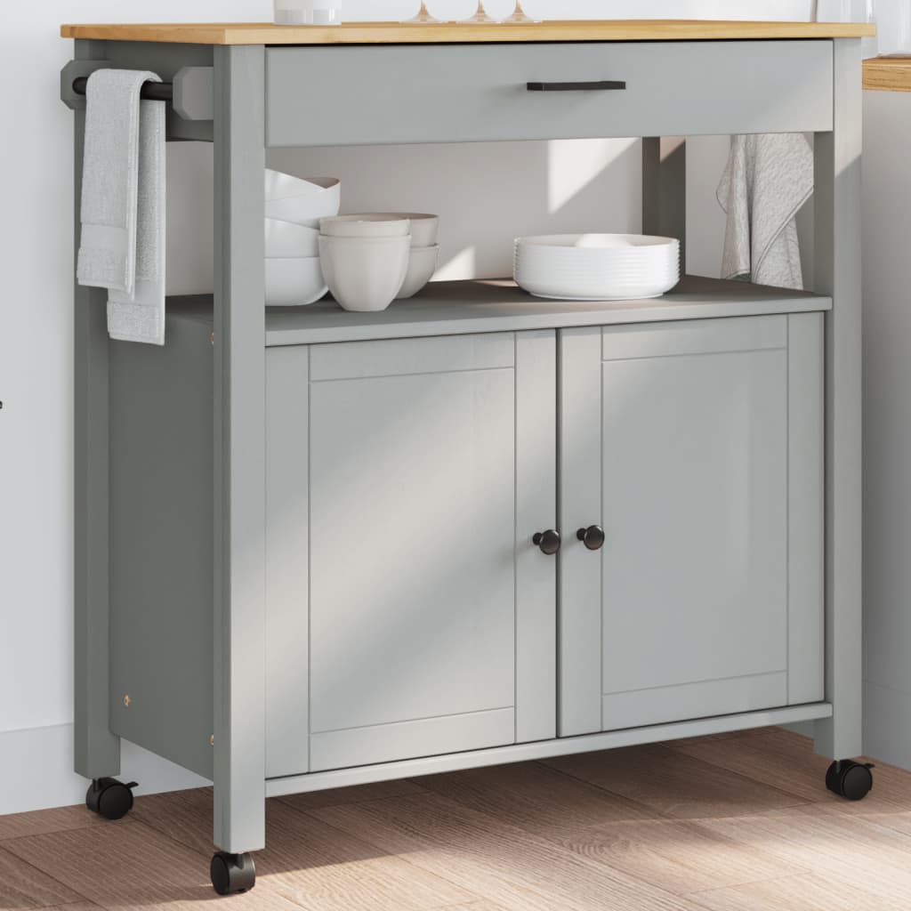 vidaXL Kitchen Trolley Rolling Cart on Wheels Living Room Solid Wood Pine-1