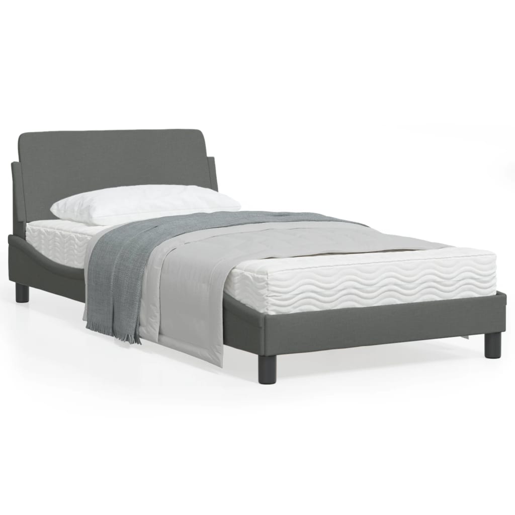 vidaXL Bed Frame with Headboard Platform Mattress Foundation Bedroom Fabric-5