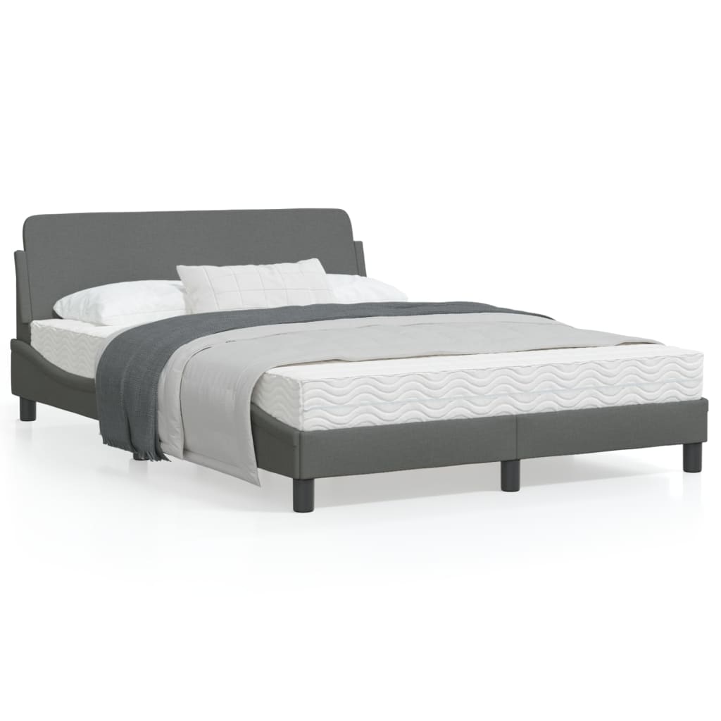 vidaXL Bed Frame with Headboard Platform Mattress Foundation Bedroom Fabric-9