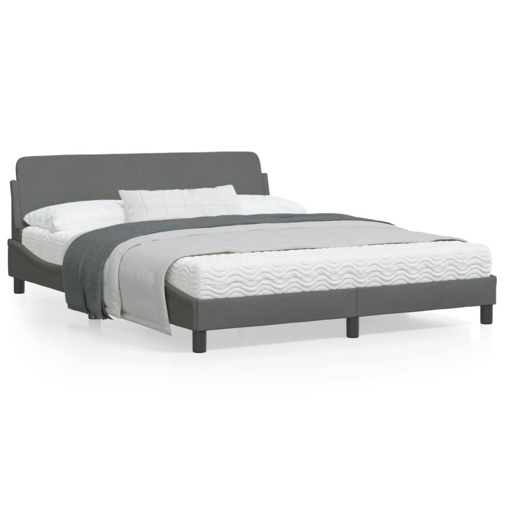 vidaXL Bed Frame with Headboard Platform Mattress Foundation Bedroom Fabric-7