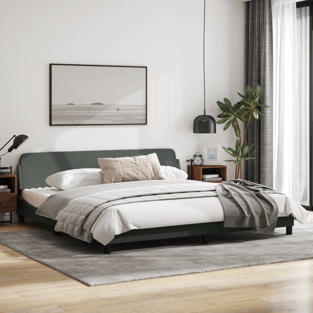 vidaXL Bed Frame with Headboard Platform Mattress Foundation Bedroom Fabric-3