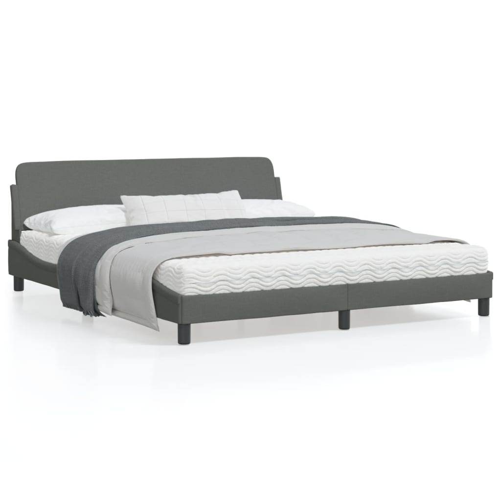 vidaXL Bed Frame with Headboard Platform Mattress Foundation Bedroom Fabric-8