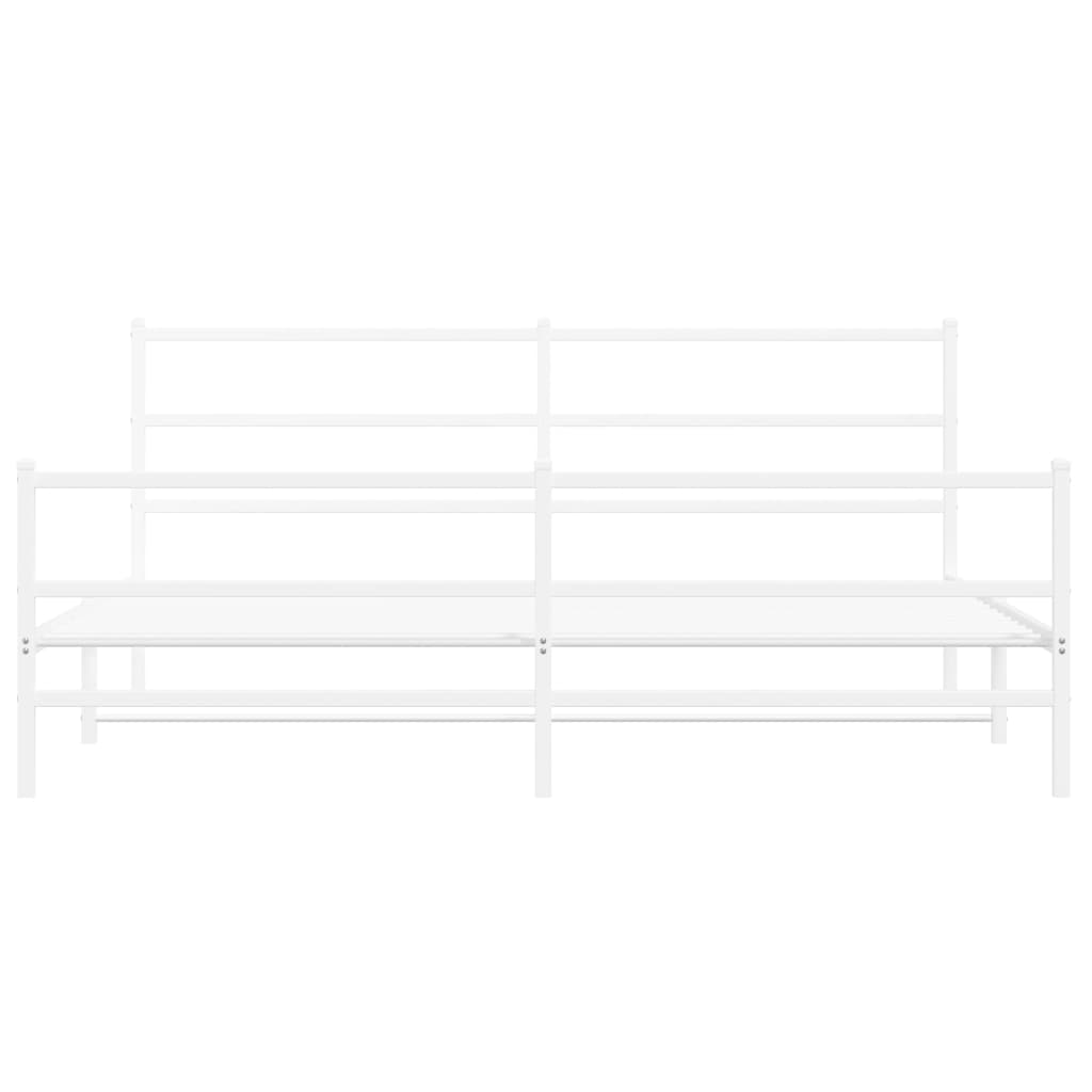 vidaXL Metal Bed Frame with Headboard and Footboard White 76"x79.9" King-3