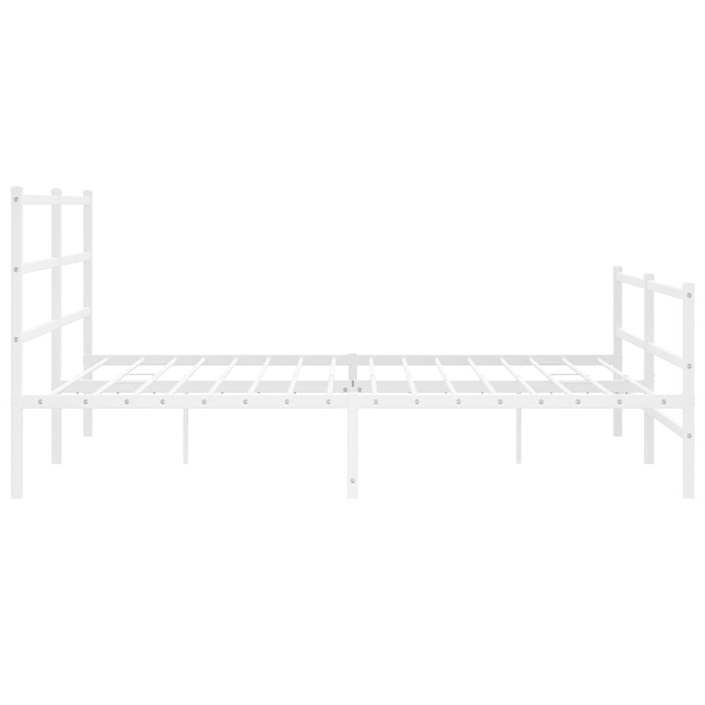 vidaXL Metal Bed Frame with Headboard and Footboard White 76"x79.9" King-4