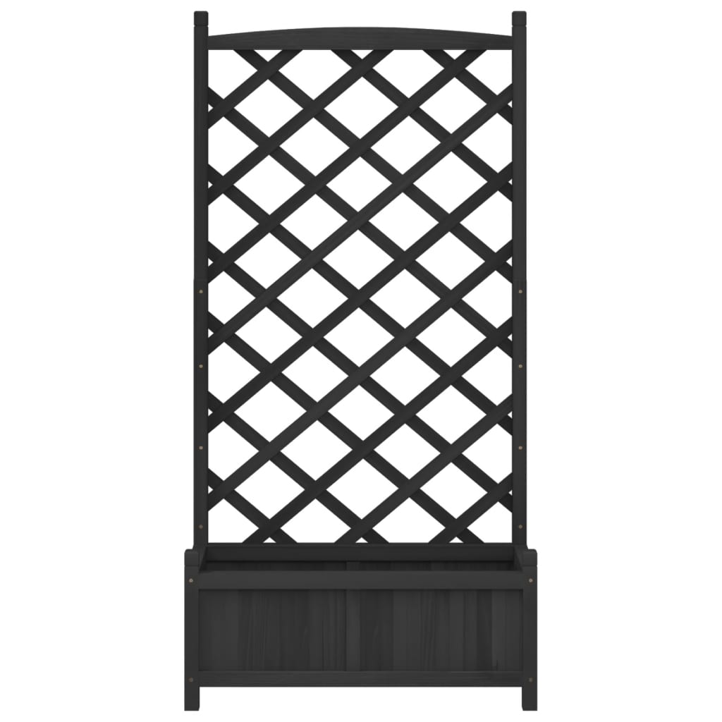 vidaXL Planter with Trellis Black Solid Wood Fir-4