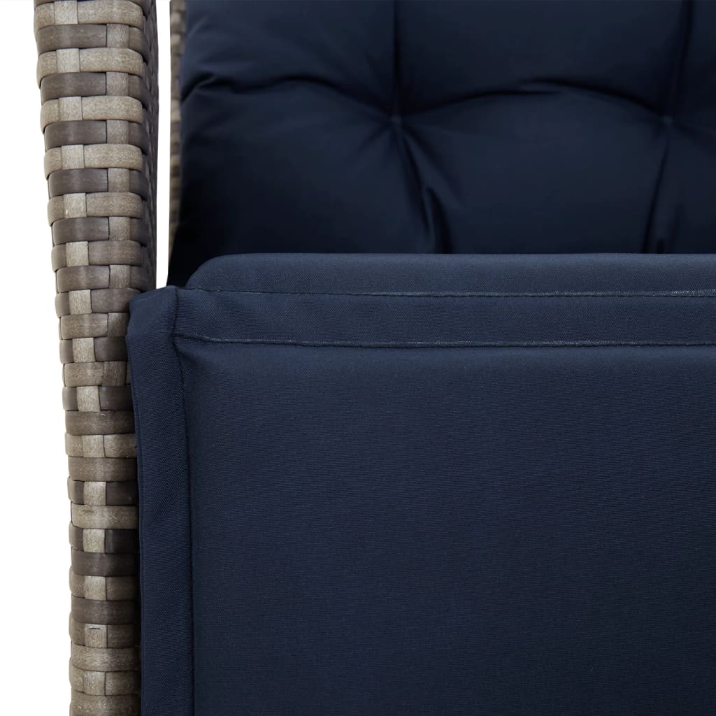 vidaXL 9 Piece Patio Dining Set with Cushions Gray Poly Rattan-4