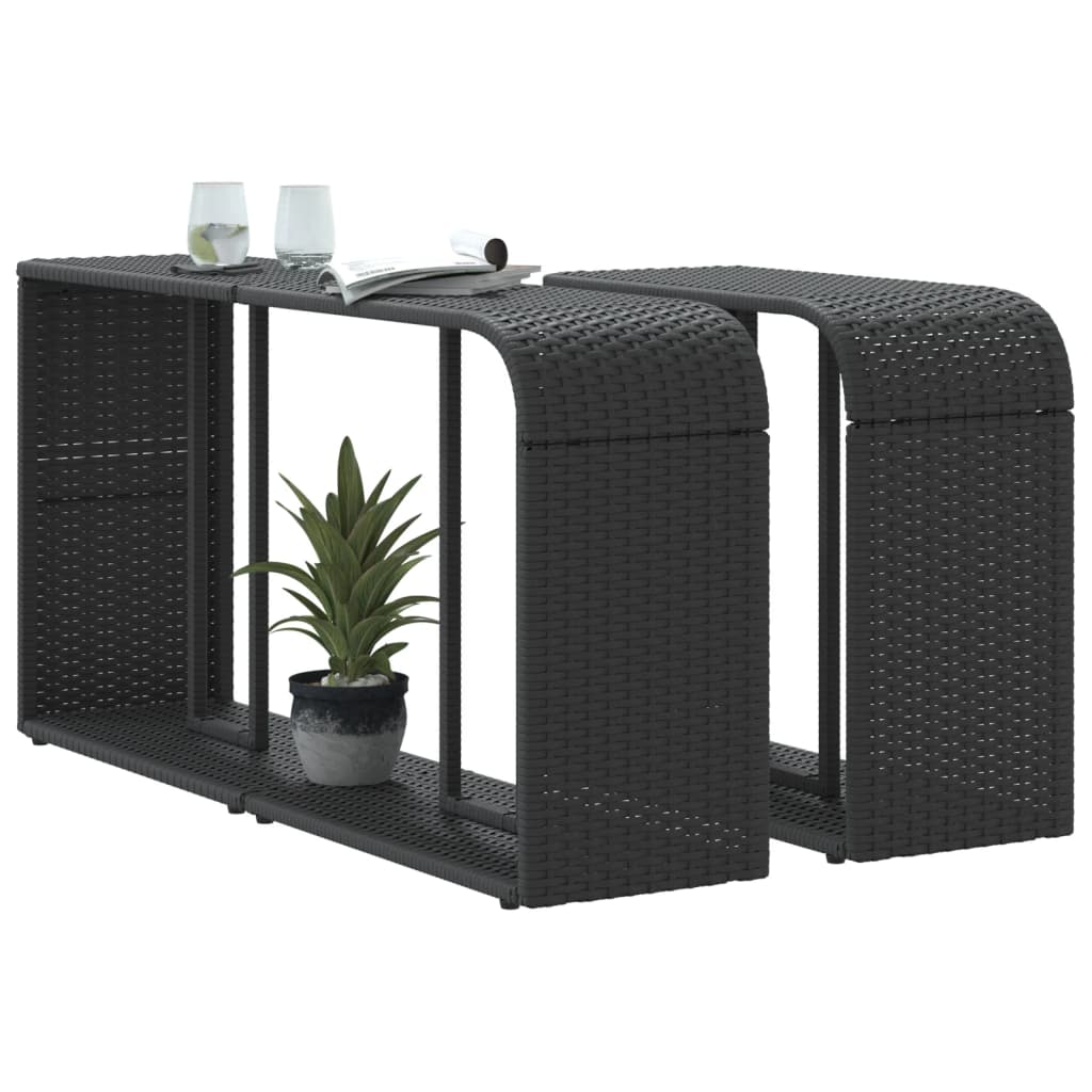 vidaXL Storage Shelves 2 pcs Black Poly Rattan-2