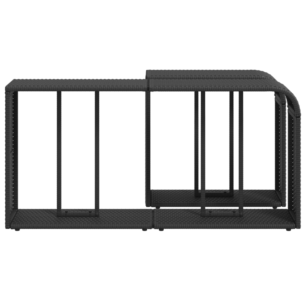 vidaXL Storage Shelves 2 pcs Black Poly Rattan-4
