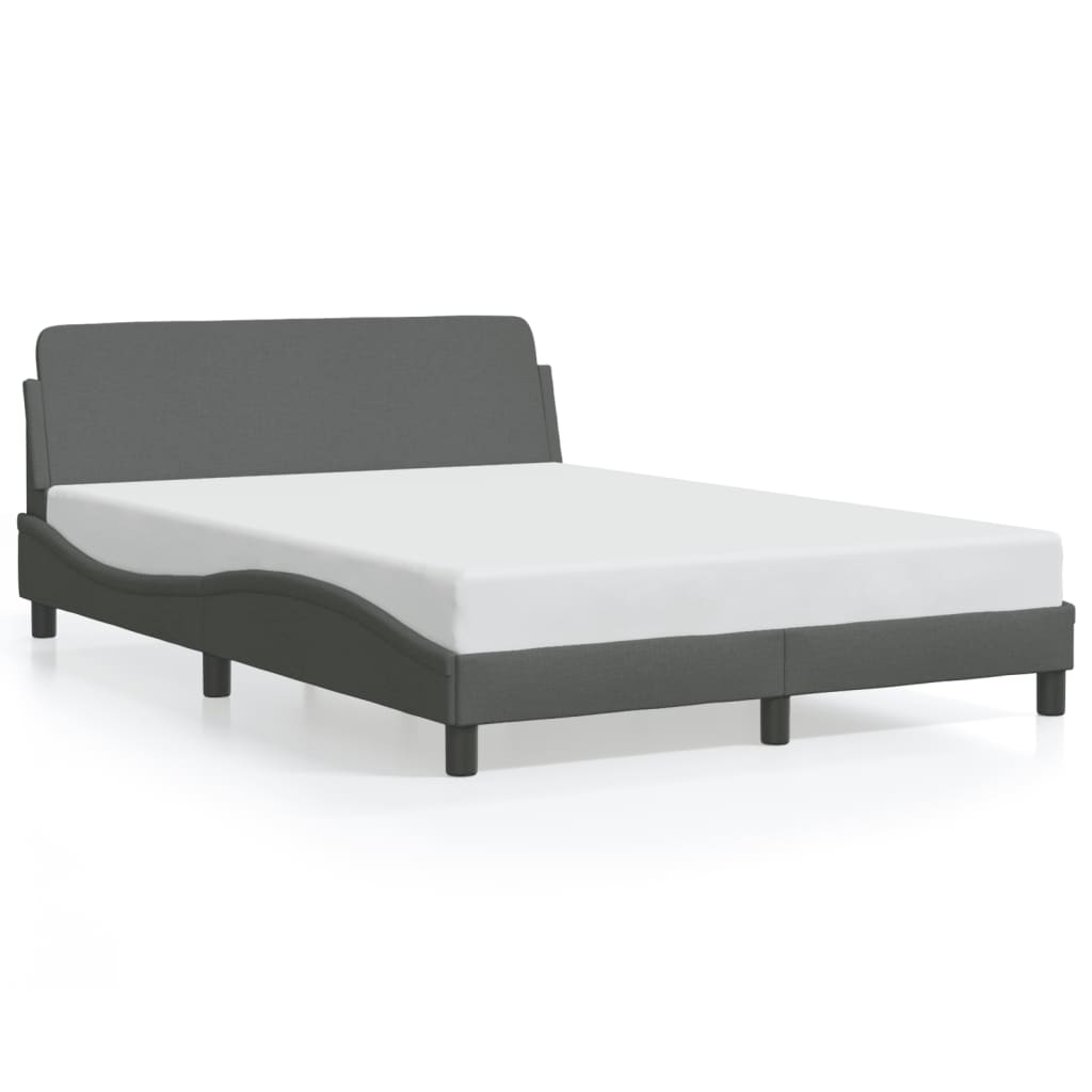 vidaXL Bed Frame without Mattress Platform Bed Base Bedstead Dark Gray Fabric-2