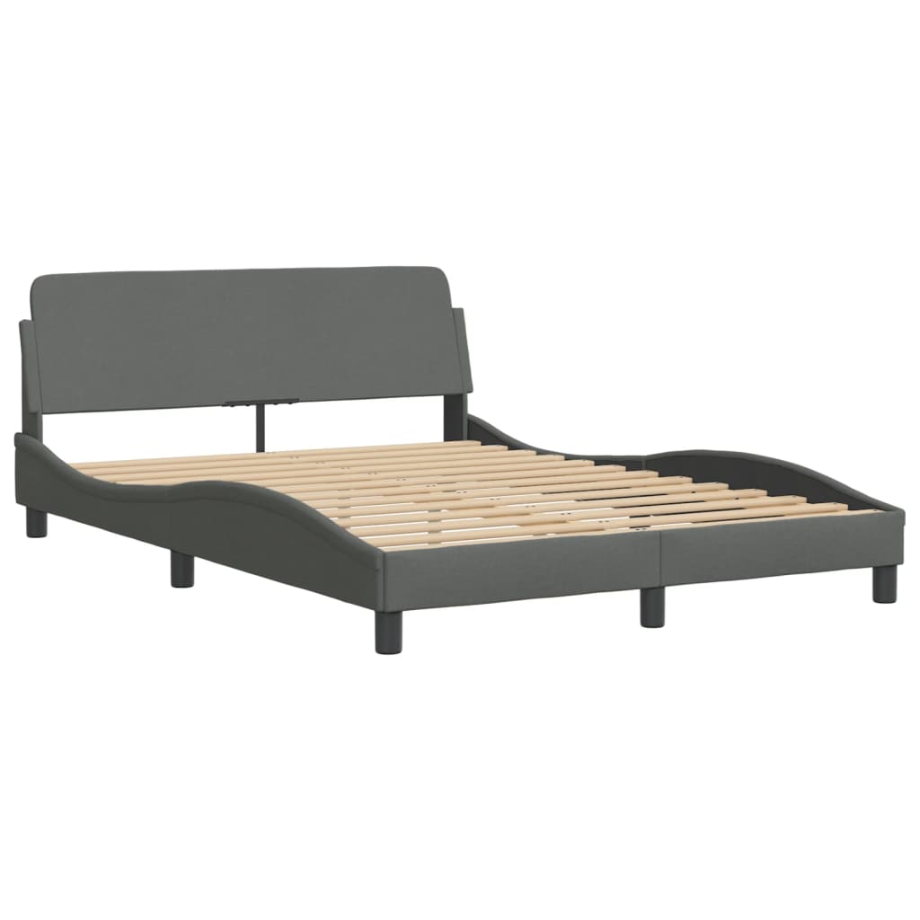 vidaXL Bed Frame without Mattress Platform Bed Base Bedstead Dark Gray Fabric-1