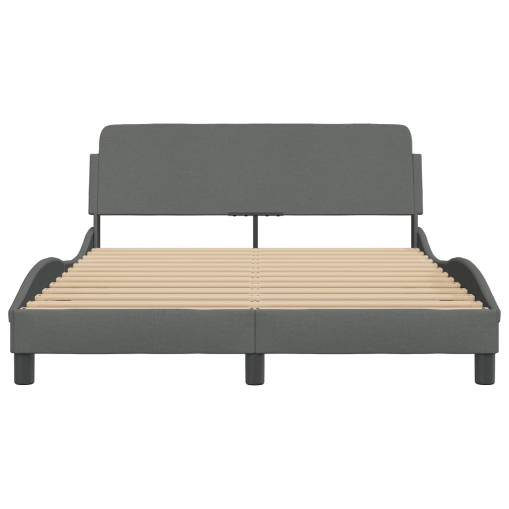 vidaXL Bed Frame without Mattress Platform Bed Base Bedstead Dark Gray Fabric-4
