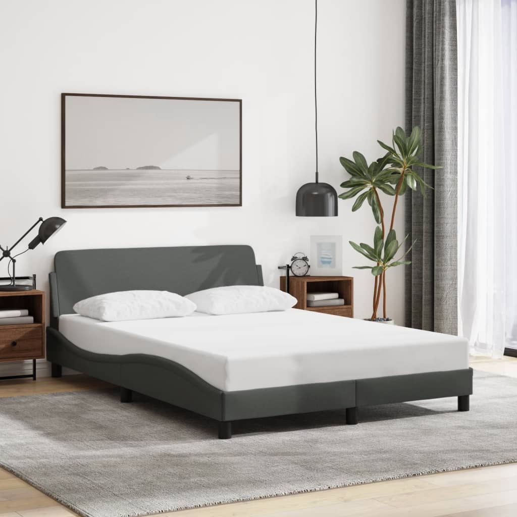 vidaXL Bed Frame without Mattress Platform Bed Base Bedstead Dark Gray Fabric-0