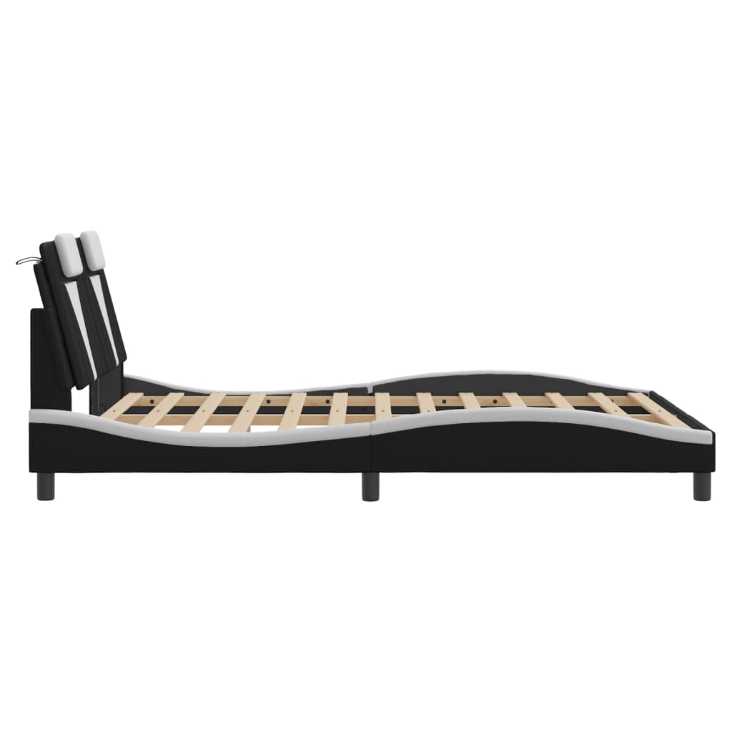vidaXL Bed Frame with Headboard Base Mattress Foundation Furniture Faux Leather-3