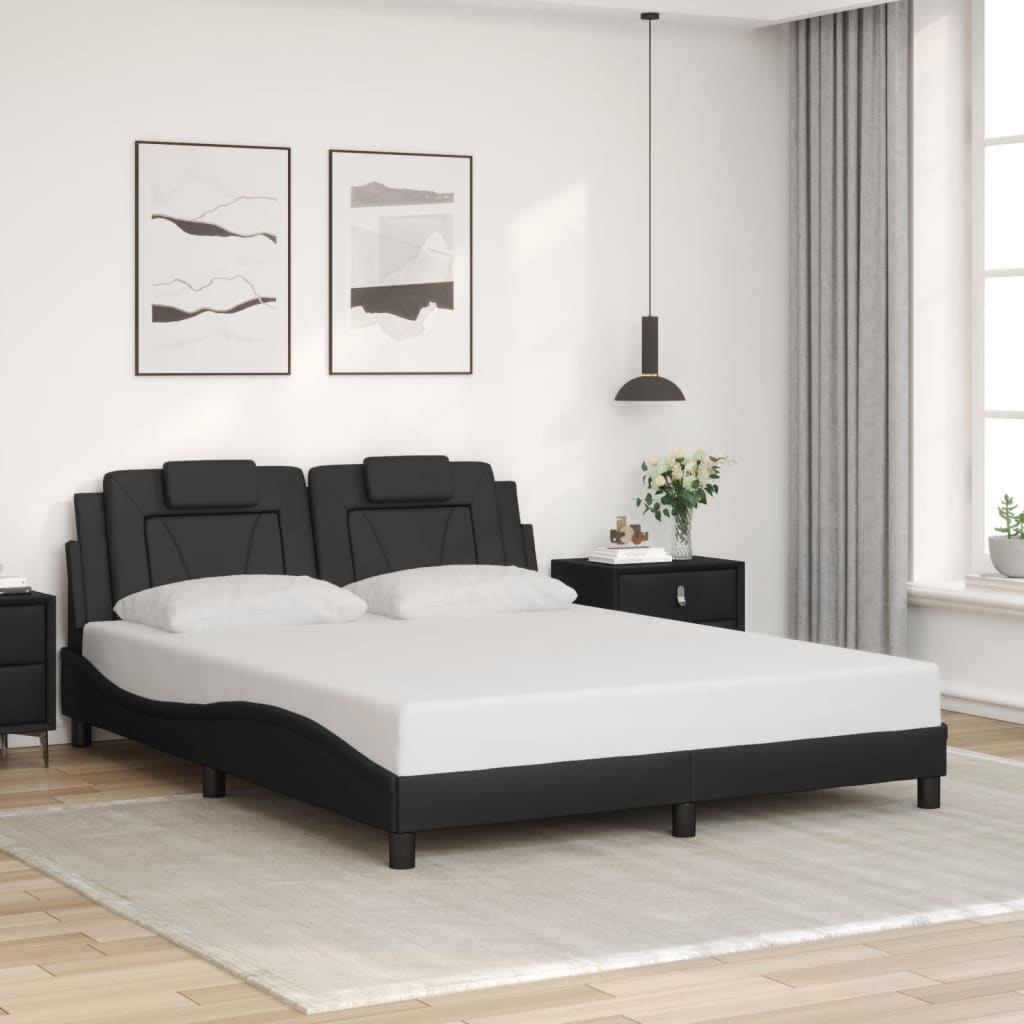 vidaXL Bed Frame with Headboard Base Mattress Foundation Furniture Faux Leather-1