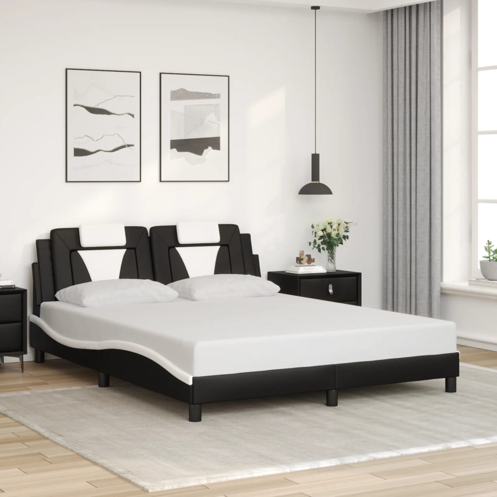 vidaXL Bed Frame with Headboard Base Mattress Foundation Furniture Faux Leather-2