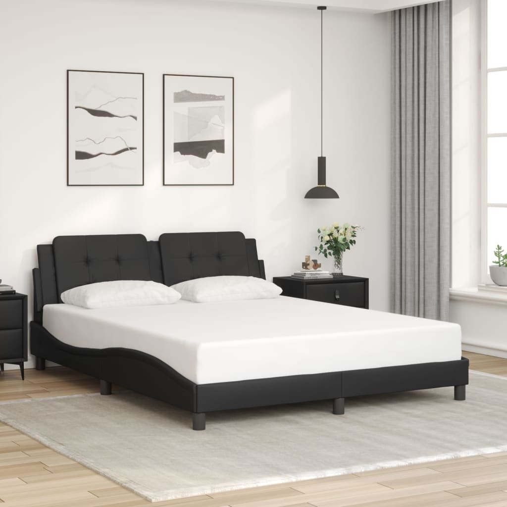 vidaXL Bed Frame with Headboard Base Mattress Foundation Furniture Faux Leather-2