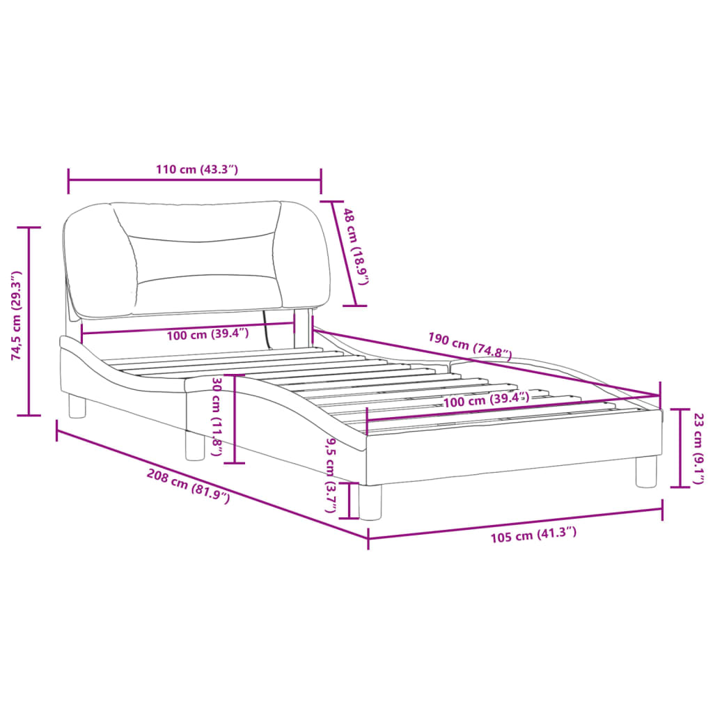 vidaXL Bed Frame with LED Lights Base Platform Bedroom Furniture Faux Leather-3