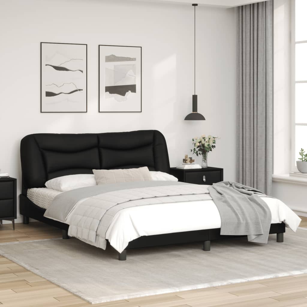 vidaXL Bed Frame with LED Lights Base Platform Bedroom Furniture Faux Leather-4